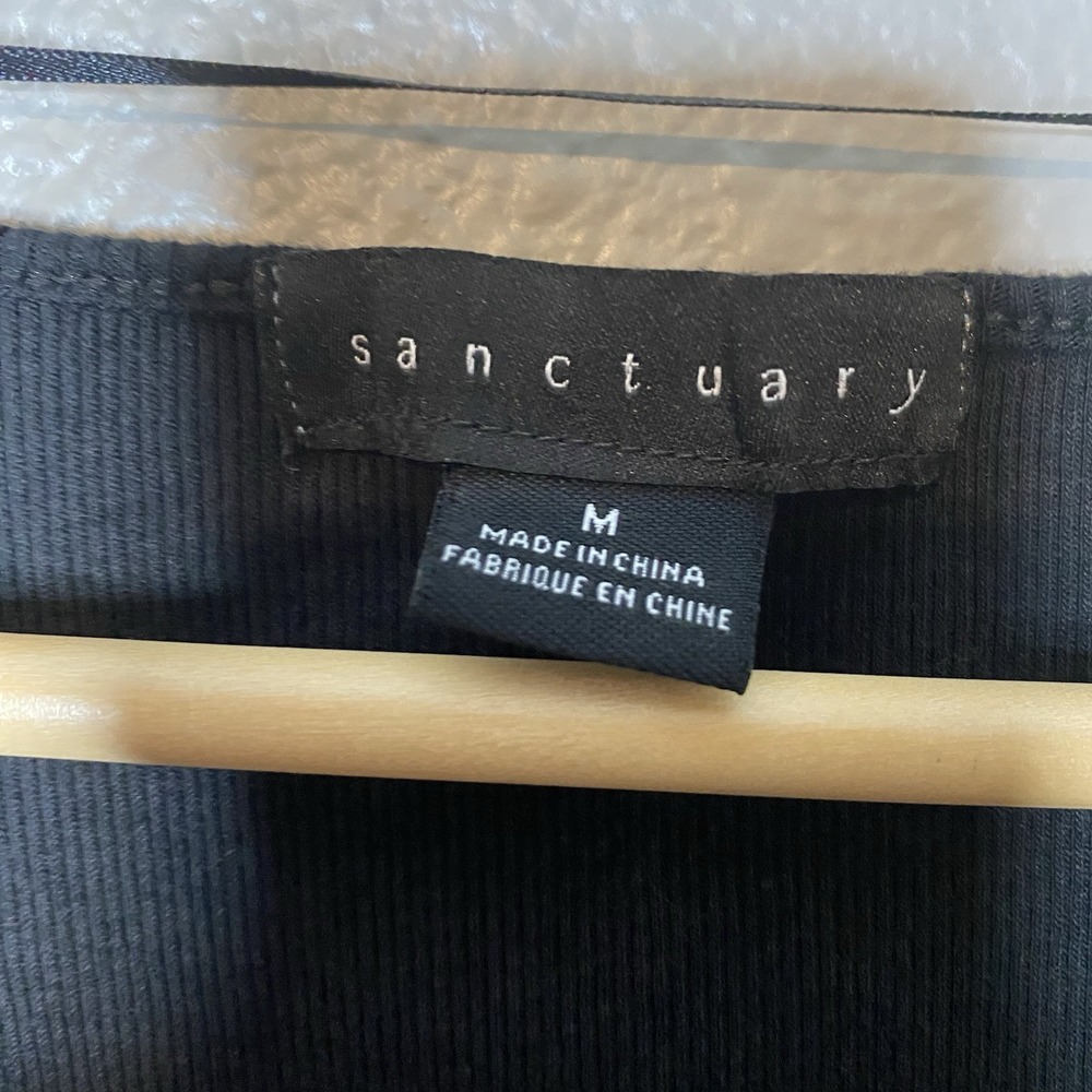 Sanctuary Black Balloon Sleeve Knit Top Scoop Neck Women's Size Medium - Picture 4 of 4